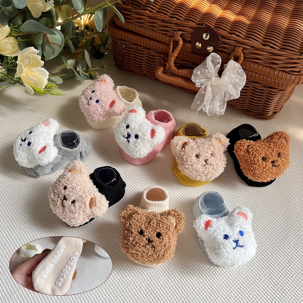 New Baby Short Socks Newborn Cartoon Bear Sock Children Soft Boat Sock Cute Kids Boys Girls Infant Socken Toddler Accessories