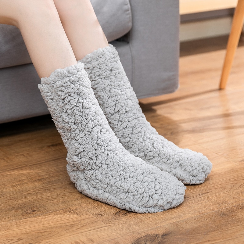 Women Winter Socks Plus Cotton Thicken Sleep Keep Warm Stocking Fashion Plaid Christmas Gift Lady Cute Home Floor Socks 2022 New
