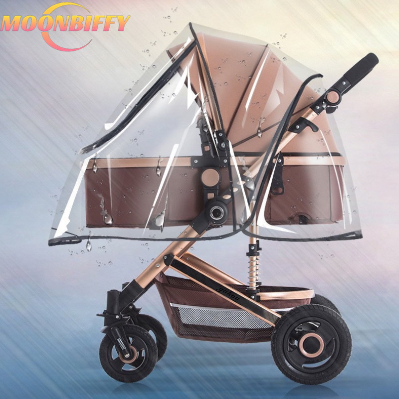 1pc EVA Baby Stroller Accessories Waterproof Rain Cover Transparent Wind Dust Shield Zipper Open for Pushchairs Raincoat