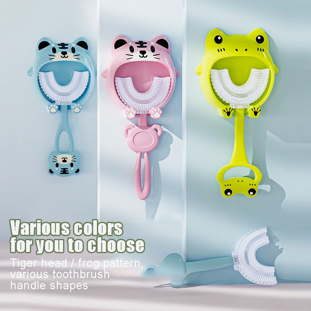 360 Degree U-shaped Child Toothbrush With Adhesive Hooks Baby Toothbrush Children Brush Silicone Kids Teeth Oral Care Cleaning