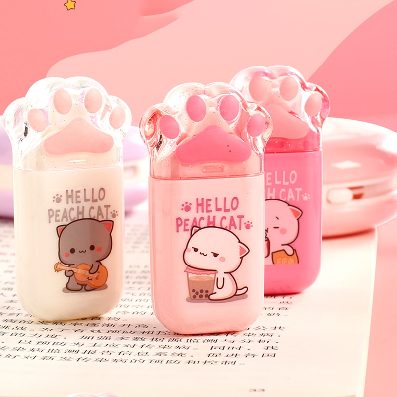 Mr.paper 3 Styles Kawai Cat Paw Double Sided Tape Cute Cartoon Cat School Supplies Stationery Double Sided Tape