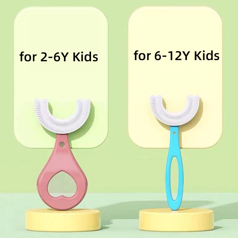 2-12 year old children's U-shaped baby toothbrush with silicone handle oral care cleaning brush baby gift cleaning care