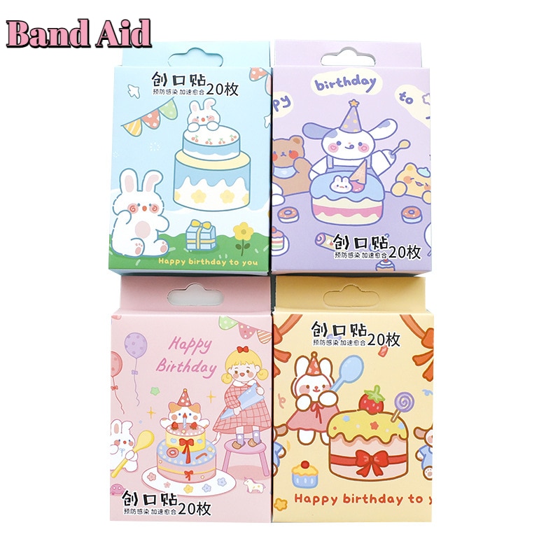 20pcs Cartoon Pattern Waterproof Hemostasis Adhesive Bandages Wound Plaster First Aid Emergency Kit Band Aid Stickers for Kids