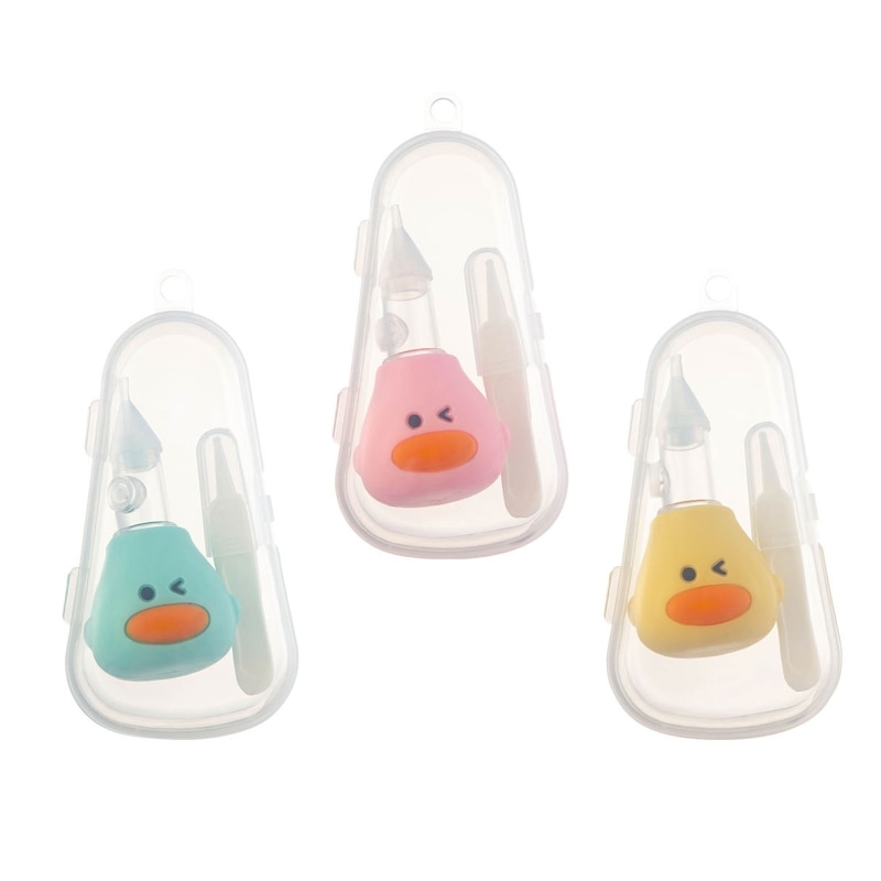 Newborn Nasal Aspirator Cartoon Duck Nose Suction Squeeze Nose Aspirator Nose Tweezers Easy Use Nose Cleaners Baby Care