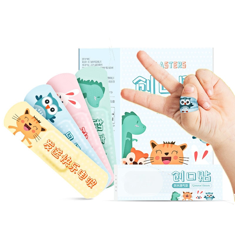 100pcs/lot Creative Cute Cartoon Band Aid Hemostatic Sticker Breathable Waterproof Bandages First Aid Emergency Kit for Children