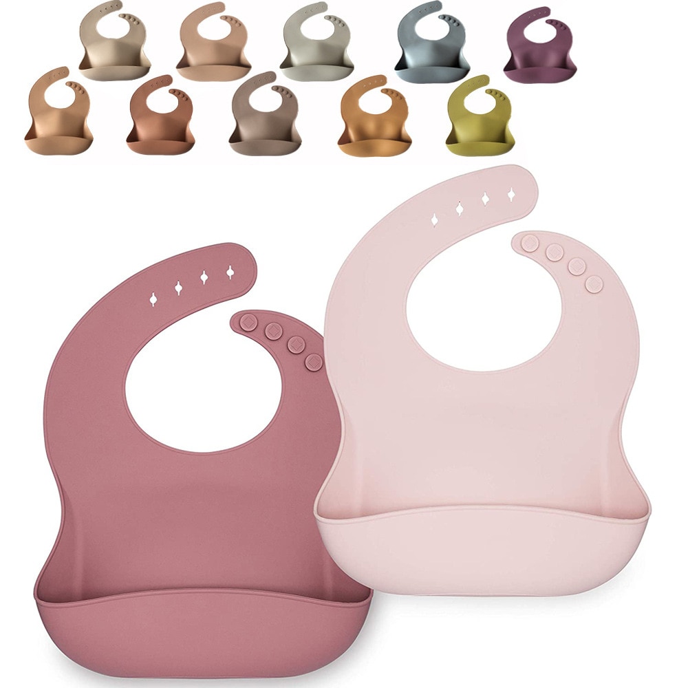 1PC Lunch Apron Toddler Silicone Bibs Baby Kids Girl Boys Waterproof Saliva Solid Feeding Bib 36 Colors Baby Silicone Bib Aprons