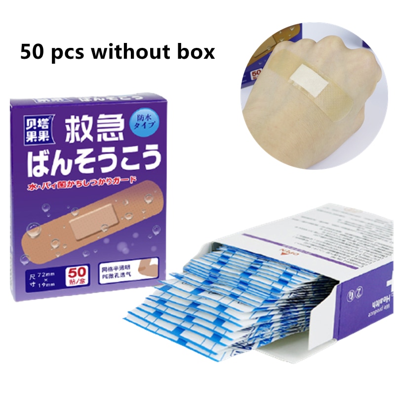 50Pcs/set Breathable Hemostatic Adhesive Bandages Home Waterproof First Aid Wound Strips Band Aid Emergency Patch Plaster Kits