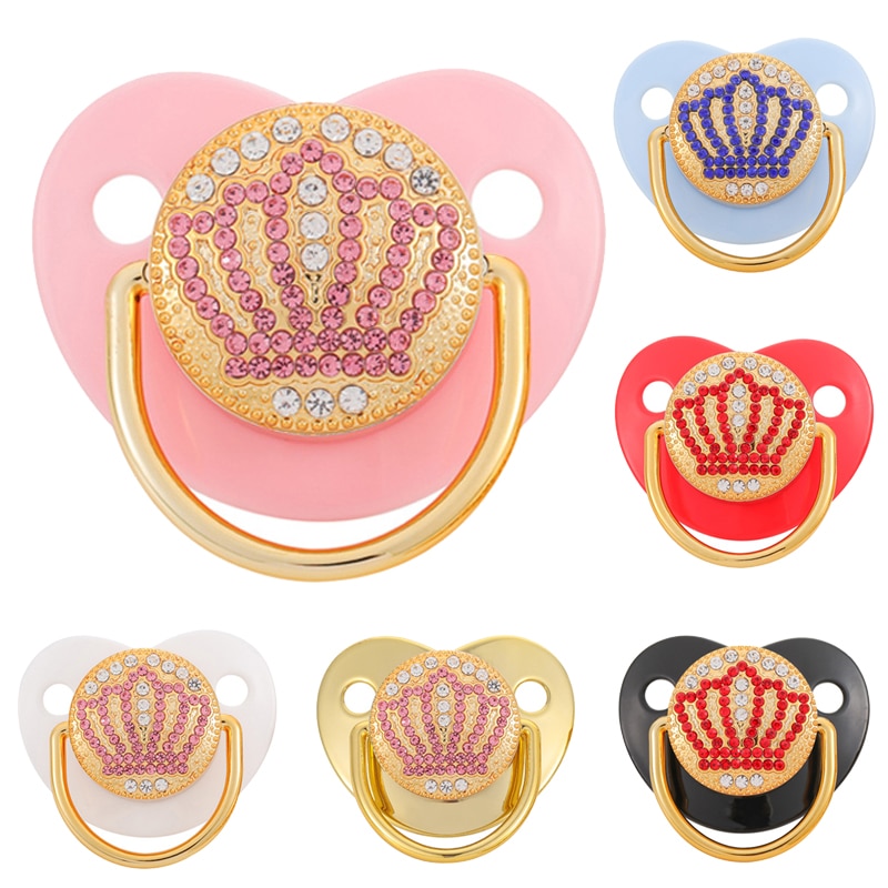 Diamond Baby Pacifier Newborn BPA Free Luxury Bling Crown Pacifier Silicone Dummy Soother Chupeta 0-18 Months Baby Shower Gift