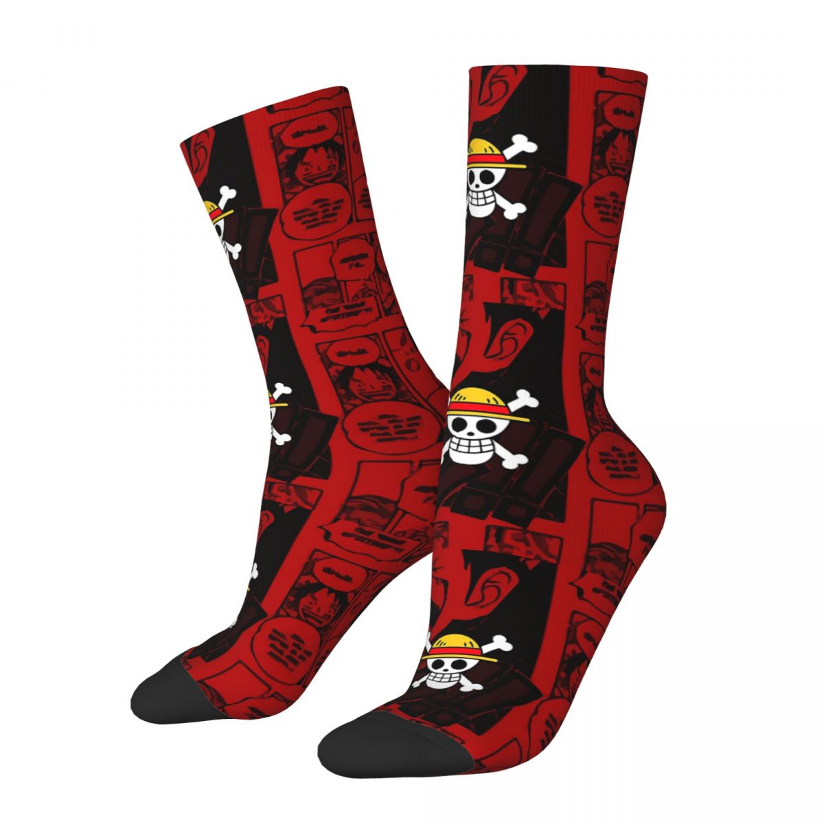 Hip-hop One Piece Pirate Flag Skateboard Socks Polyester Long Socks for Women Men Non-slip