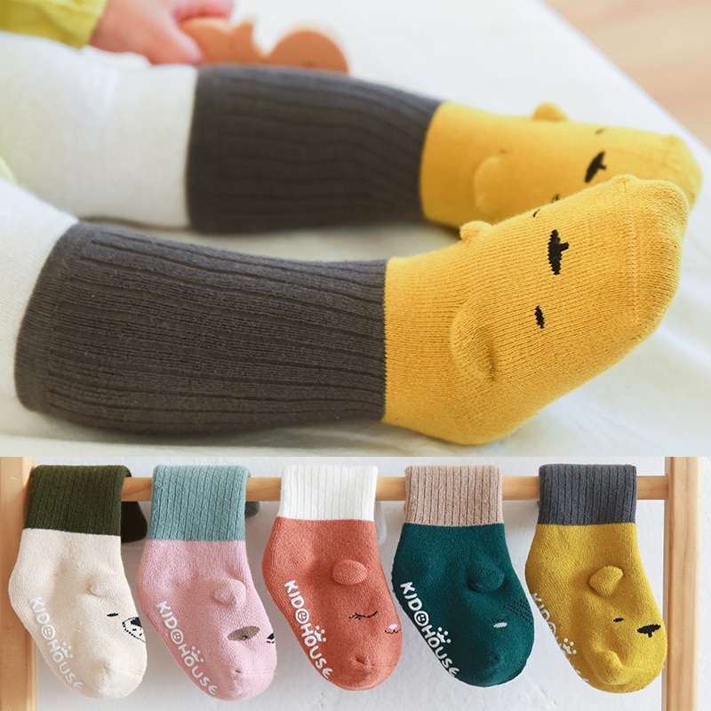 Baby Long Socks Girls Boys Winter Autumn Thick Anti Slip Floor Socks Cotton Toddler Infant Knee High Cartoon Sock DS29
