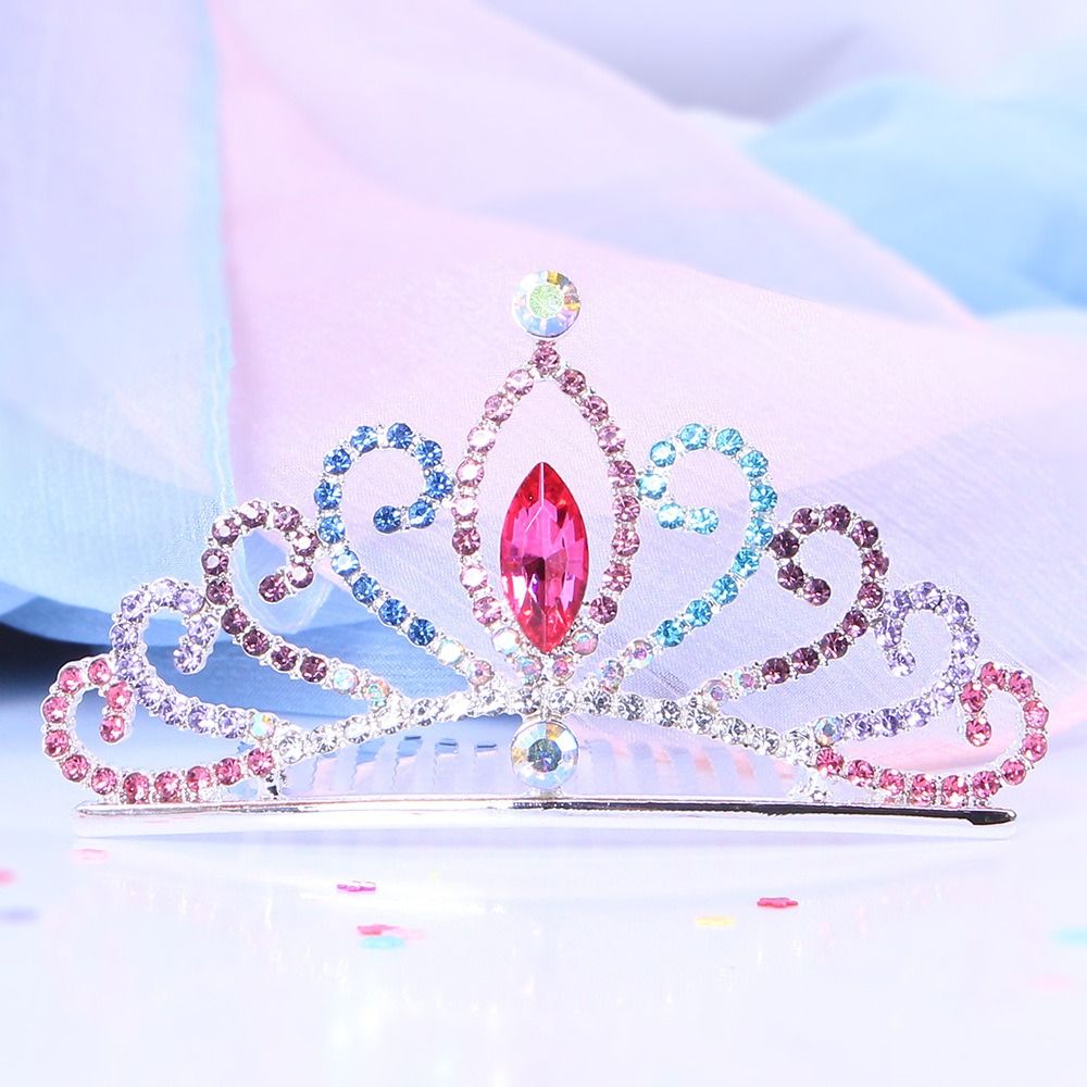 Kids Princess Aisha Crystal Tiaras Crowns Children Girls Hair Comb Rhinestone Hairpin Bridal Wedding Hair Accessories Jewelry