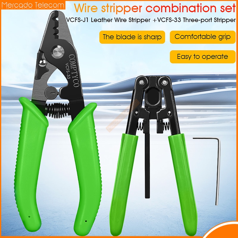 Fiber Optic Stripper VCFS-33 Three-port Fiber Stripper and VCFS-J1 Wire Stripper Pliers FTTH Tools Free Shipping