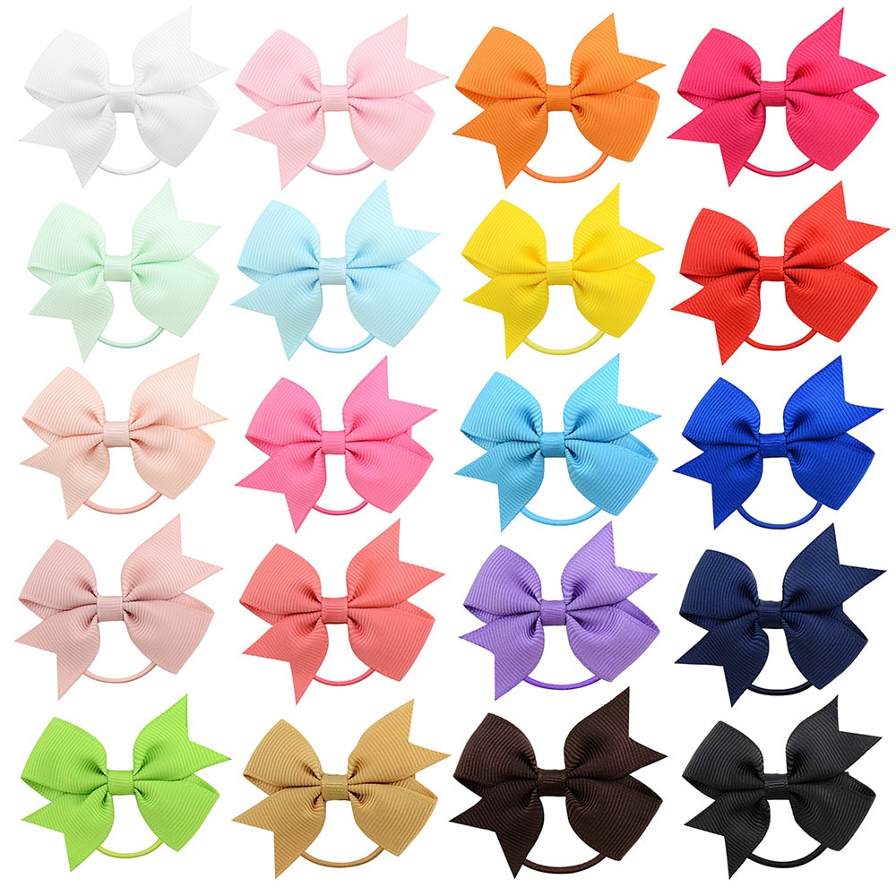 2.2" 10pcs/lot Solid Color Baby Girls Bows Hair Rope Ribbon Bowknot Headband Kids Elastic Hair Bands Headwear Decor Accesso