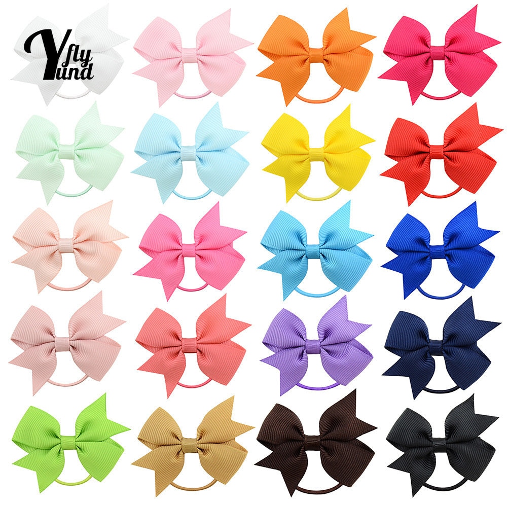 Yundfly 2.2" 10PCS Solid Baby Girls Bows Hair Rope Ribbon Bowknot Headband Elastic Children Hair Bands Headwear Birthday Gi