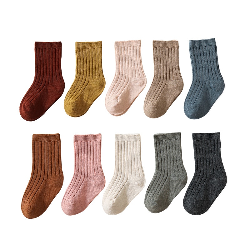Fashion Korea Autumn Winter New Cotton Soft Breathable Children's Sock Simple Casual Solid Color Baby Boys Girls Toddler So