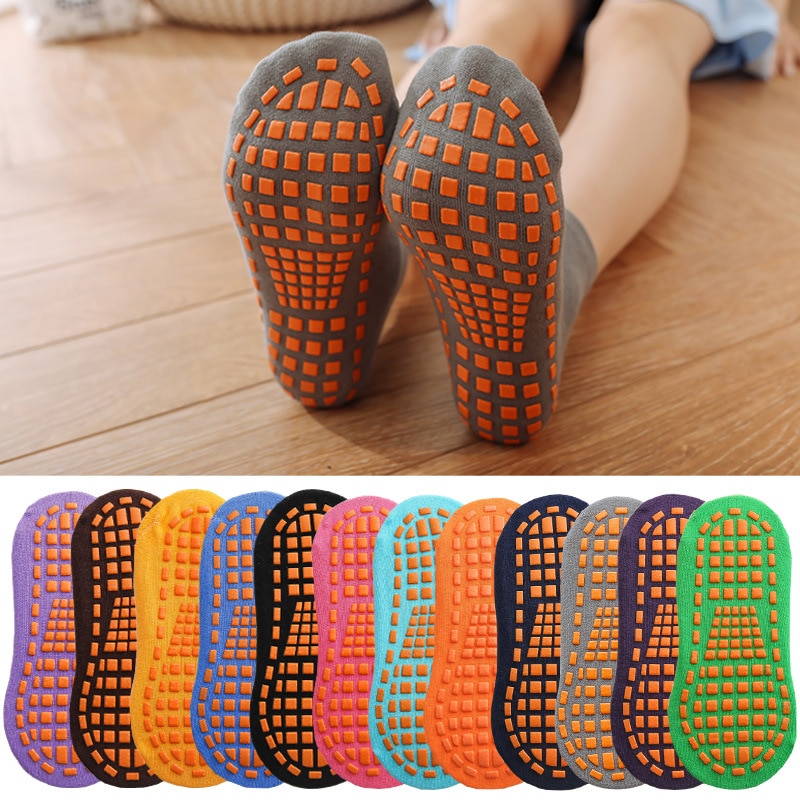 Kids Adults Anti-Slip Sock Trampoline Sock Cotton Breathable Short Socks Elasticity Sport Outside Child Socks 1-12 Years Adult