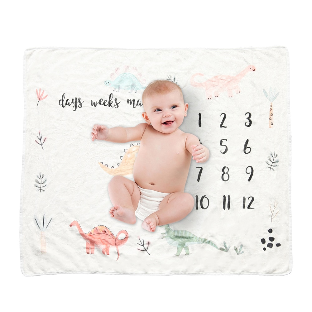 100*75 CM Flannel Baby Milestone Blanket Baby Monthly Mat Baby Photography Props Moon Stars Newborn Photo Prop