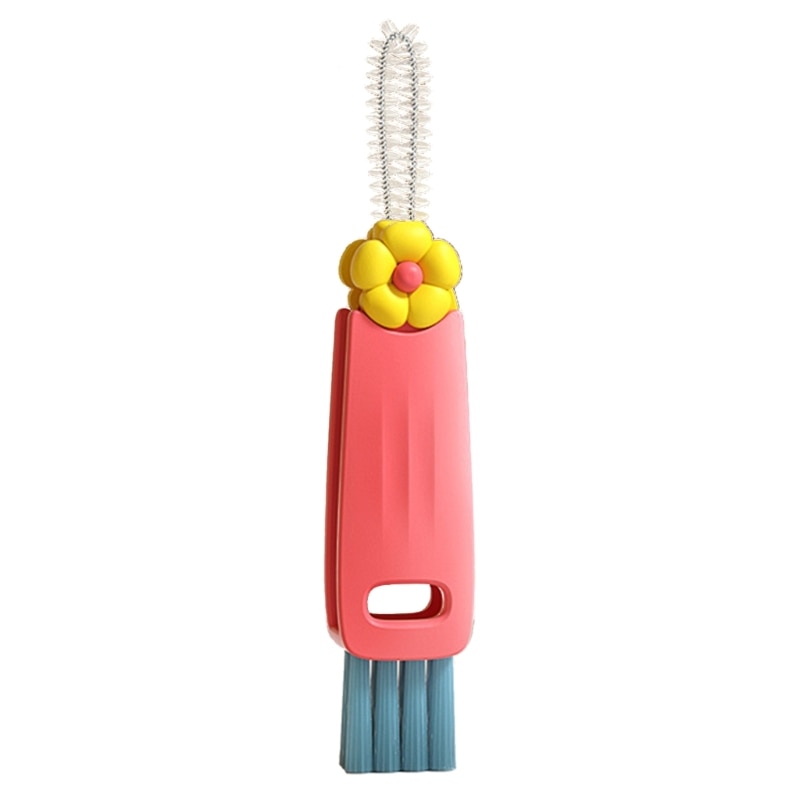 Portable Brush 3 in 1 Tiny Bottle Cup Lid Detail Brush Straw Cleaner Tools Water Bottle Cleaning Crevice Brush Compact QX2D