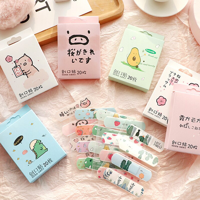 20pcs/box Portable Cartoon Band Aid Plasters for Children Transparent Medical Strips Waterproof Patch Wound Dressing Bandages