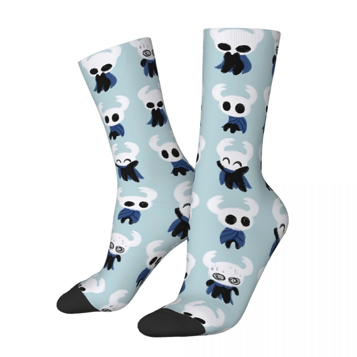 Funny Men's Socks Vintage Harajuku Hollow Knight Hip Hop Seamless Pattern Crew Crazy Sock Gift Printed