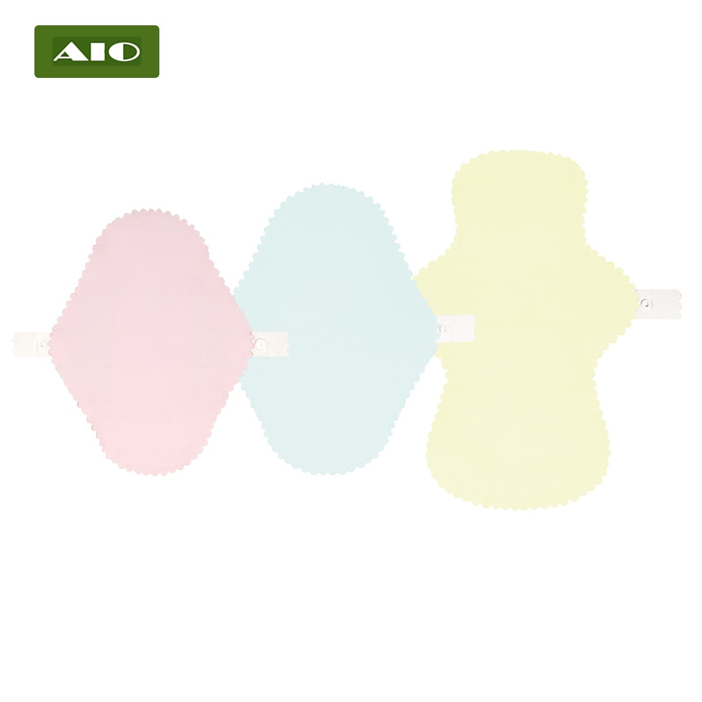 [AIO] Colored Cotton Menstrual Ecological Cloth Nursing Pads Anti-Microbial Washable Reusable Sanitary Napkin Menstrual Pad 3Pcs