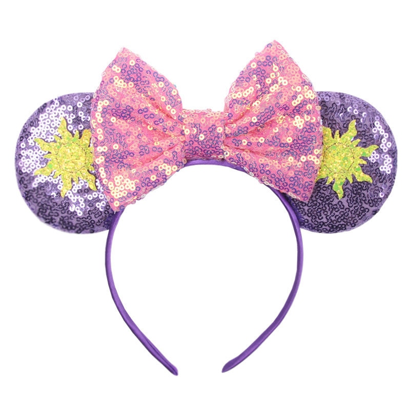 Girls Mouse Ear Hairband for Girls 5" Hair Bows Big Flip Sequins Ears DIY Kids Hair Accessories Headband Boutique Mujer