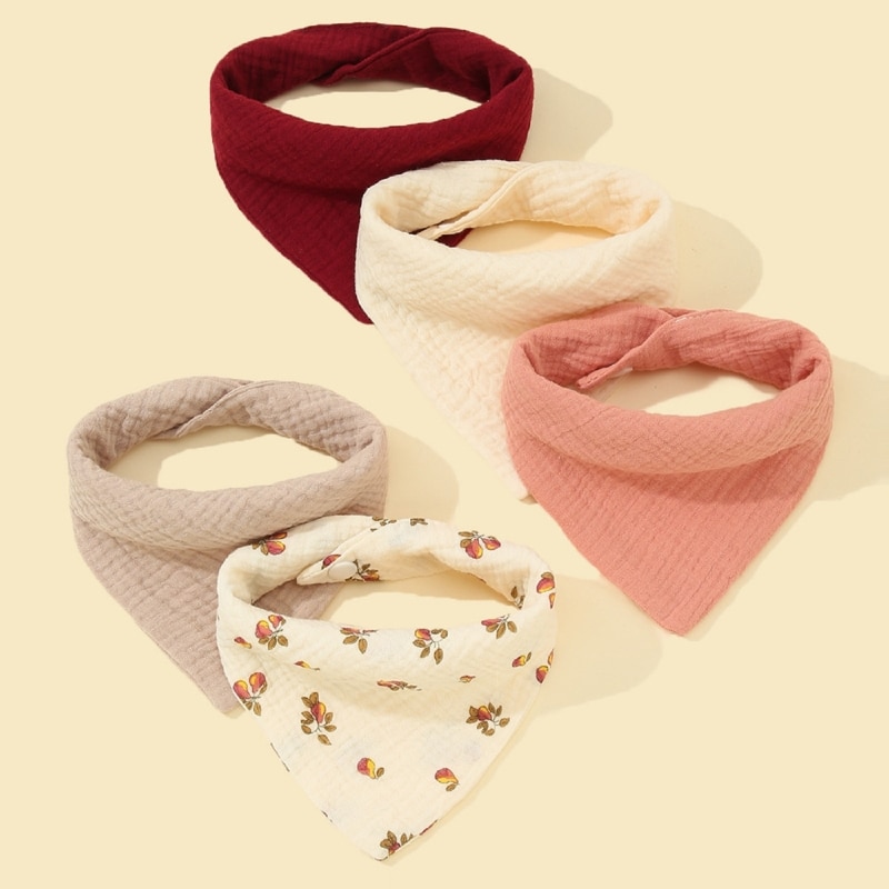 Baby Cotton Facecloth Drooling Bib Bandana Burp Cloth for Infant 0-1Y Baby Sweat Wipe Cloth Feeding Bibs High Absorbent