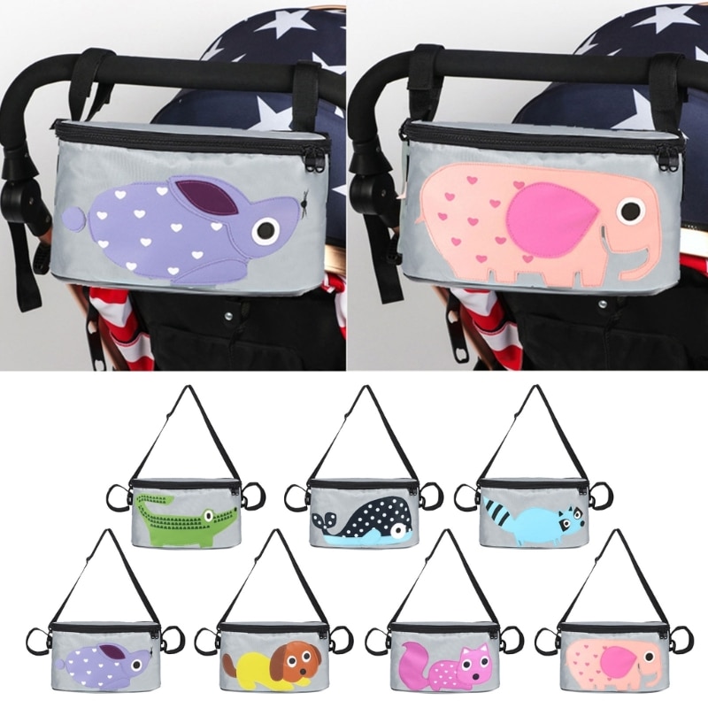 K5DD Stroller Organizer Bag Portable Mommy Bag Milk Bottle Bib Storage Shoulder Bag
