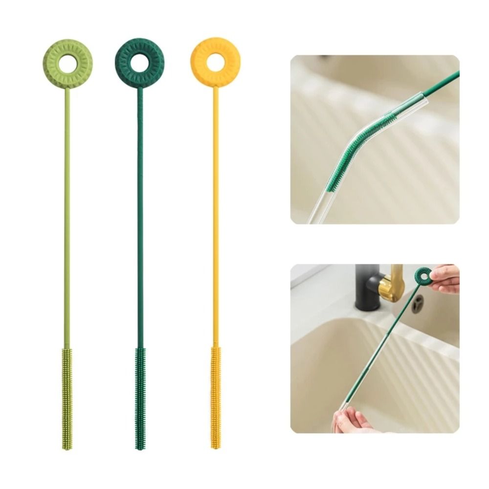 Silicone Straw Cleaning Brush Reusable Eco-Friendly Drinking Straw Cleaner Brush Soft Hair Cleaning Tool Does Not Hurt the Straw