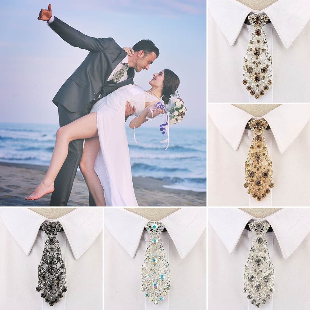 Fashion Part Diamond Tie Men Accessories Ceremony Wedding Crystal Neckties Luxury Tie