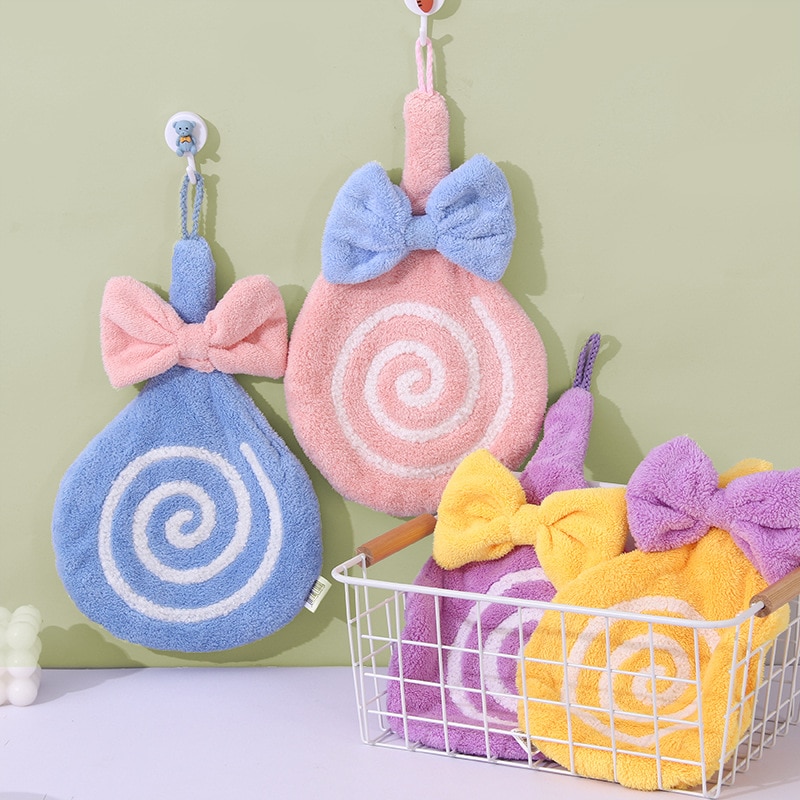 Baby Hand Towel Cartoon Cute Lollipop Hand Towel Baby Bath Towel Soft Absorbent Plush Wipe Hanging Bath Towel Children's To