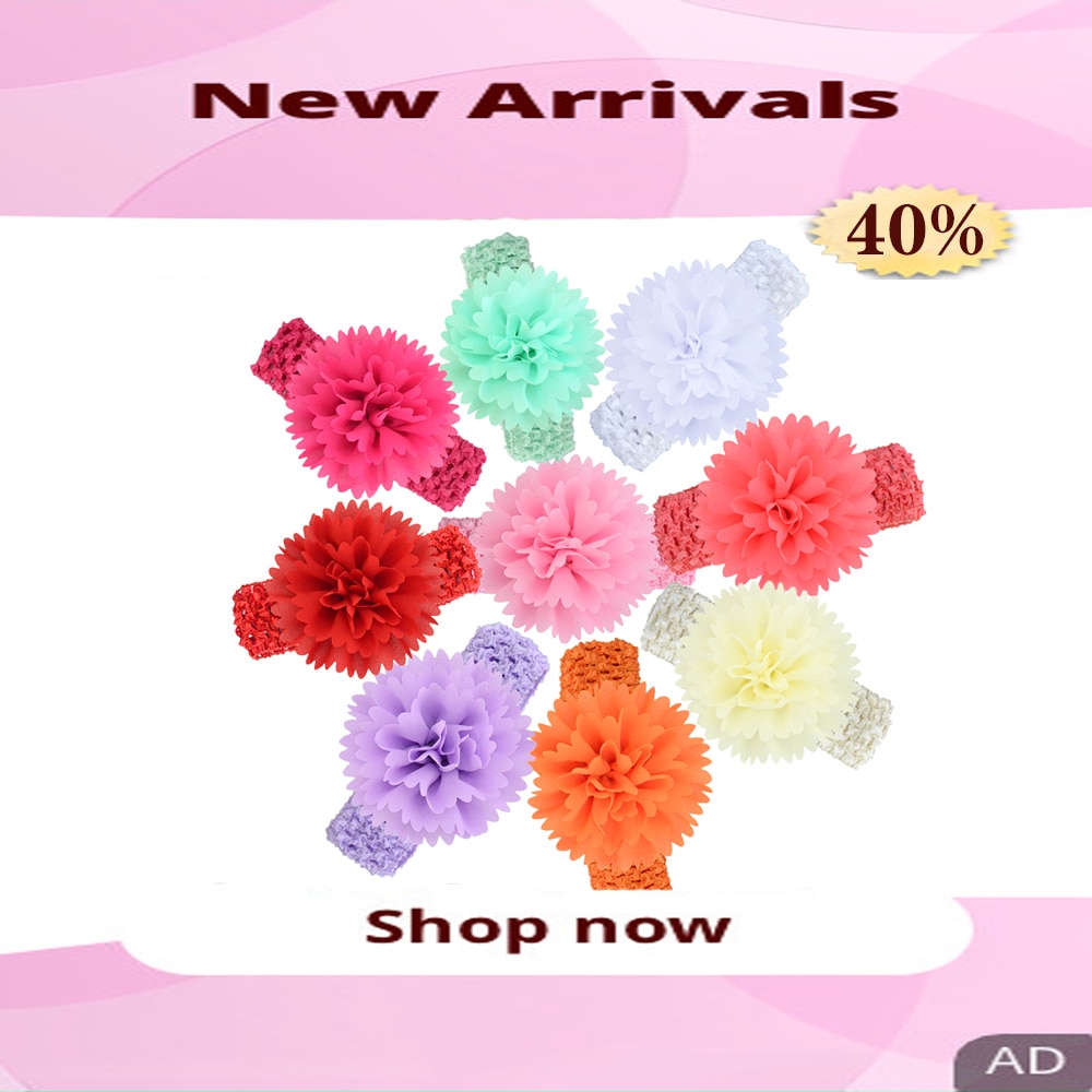 FBECDG Baby Girls Fashion Chiffon Flower Hairband Toddlers Kids Infants Crochet Weave Headband Newborn Elastic Handmade Headwear