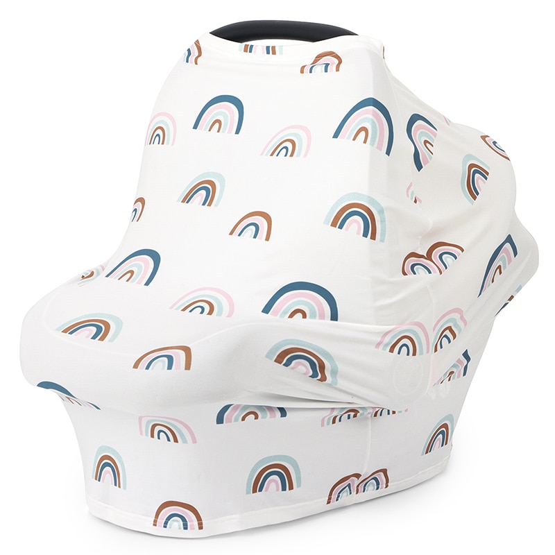 Large Multi Use Stretchy Carseat Canopy Soft Breastfeeding Scarf Rainbow Printing Nusing Cover Soft Stroller Covers