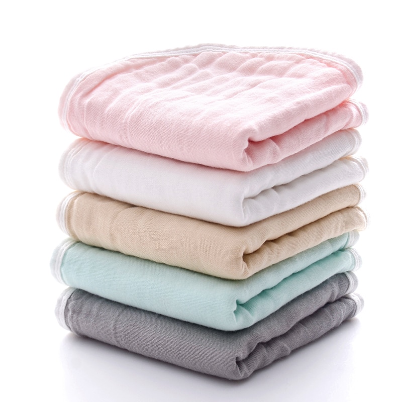 Newborn Baby Burp Cloth 6 Layers Gauze Cotton Bibs Solid Color 28x49cm Anti Spit Bib Infant Drool Towel