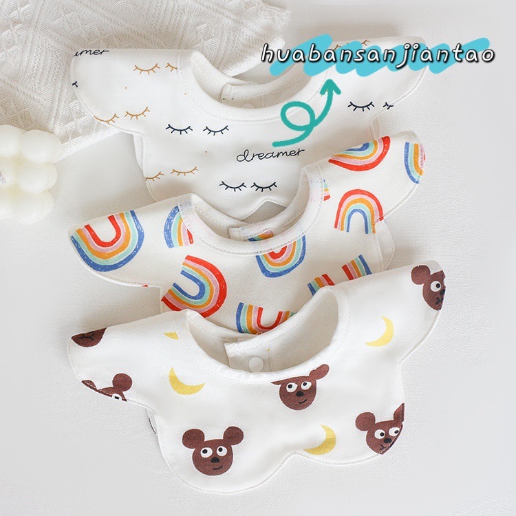 Elinfant 3 Pieces/Lot Baby 100% Cotton Bibs Light Weight Baby Bibs&Brups Feeding Bib Antibacterial Baby Burp Cloth Fit 0-2 Y