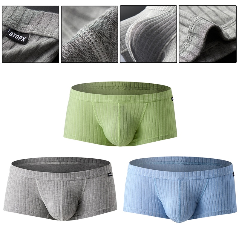 1pc Mens Boxer Trunks Low Waist Stretchy Underwear Underpants Trunks Briefs Boxers Shorts Solid Breathable U-Bulge Sexy Panties