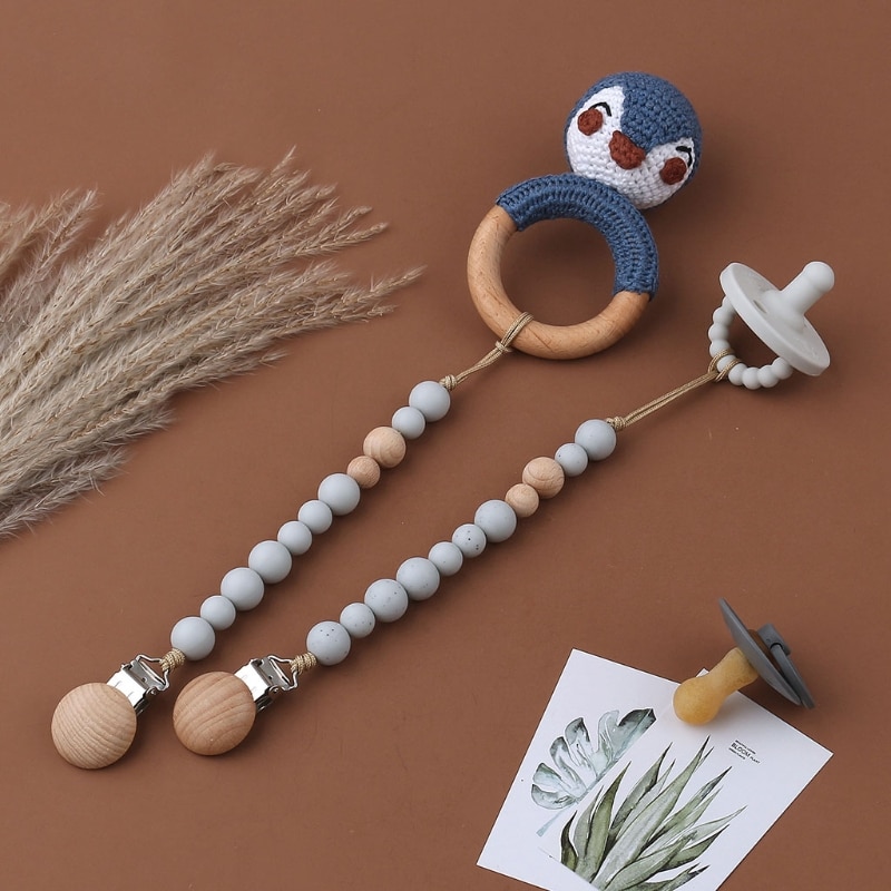 New Baby Infant Toddler Dummy Pacifier Soother Nipple Clip Chain Holder Strap Baby Chew Toy for Baby BX0D