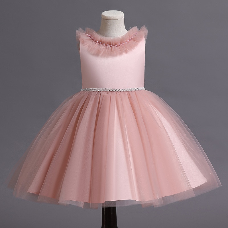 4-14 Years Girls Dresses A-line White Pink Lace Kids Gown Bow Vestidos Wedding Party 4 6 8 10 12 14 Years Kids Clothes OGF224441