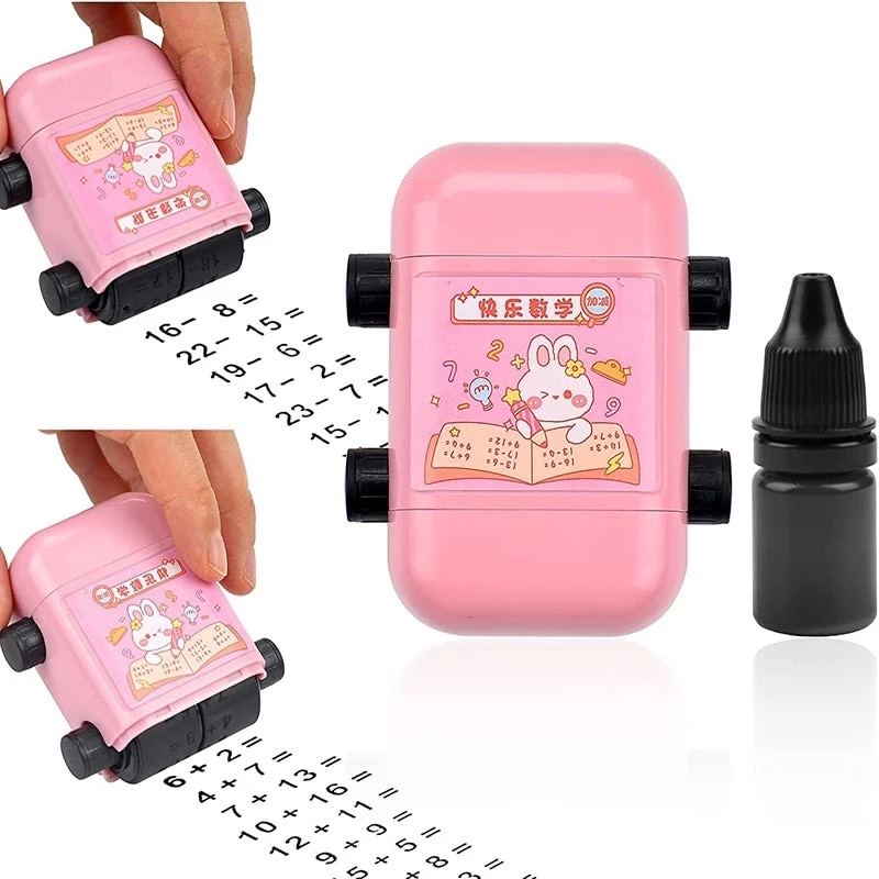 2 in 1 Addition and Subtraction Teaching Stamps for Kids Double-Head Roller Digital Teaching Stamp Within 100 Teaching Math
