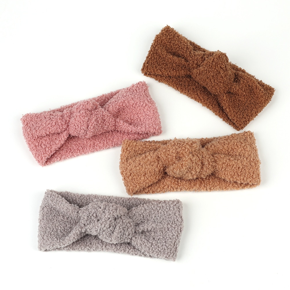Knot Lamb Wool Headband for Baby Headwear Newborn Cute Twist Headband Turban Headwear Plush Headwrap for Bebe Infant Headwrap
