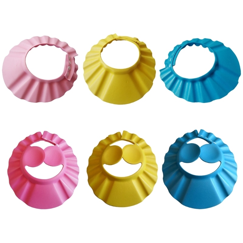 Kids Hair Wash Cap Baby EVA Shampoo Ear Eyes Protective Hat Toddler Bathtub Shower Hats with 4 Adjustable Snap Button A2UB