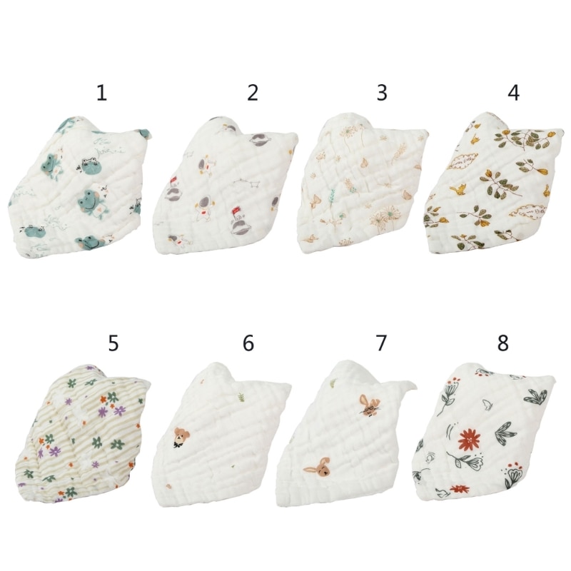 Face Washcloth Muslin Cotton Hand Wipe Gauze Baby Feeding with Hanging-Buckle