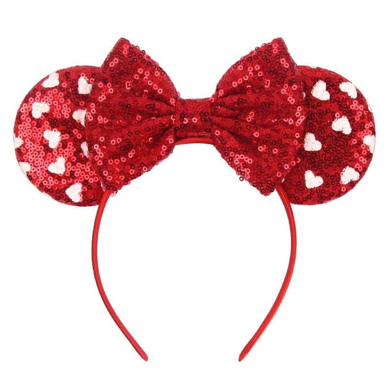 2023 Embroidery Sequins Mouse Ears Headband For Girls Women Love 5" Bow Hairbands Valentine's Day Party DIY Hair Acces