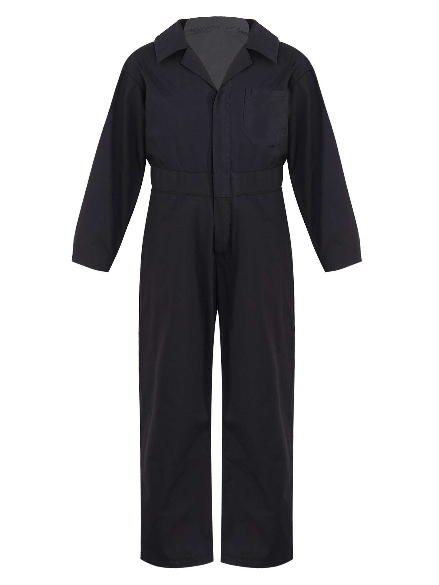 Autumn Kids Boys Long Sleeve Turndown Collar Bodysuit Zipper Closure Front Solid Color Coverall Style Jumpsuit Casual Daily Wear