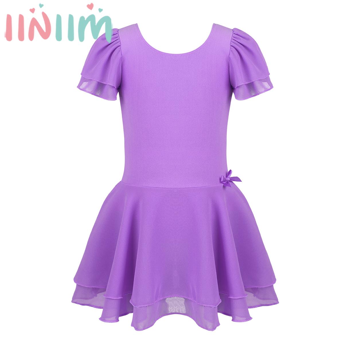 Ballerina Girls Ballet Dance Tutu Dress Gymnastics Leotard Long Sleeve Chiffon Dancewear for Dancing Class Training Performance