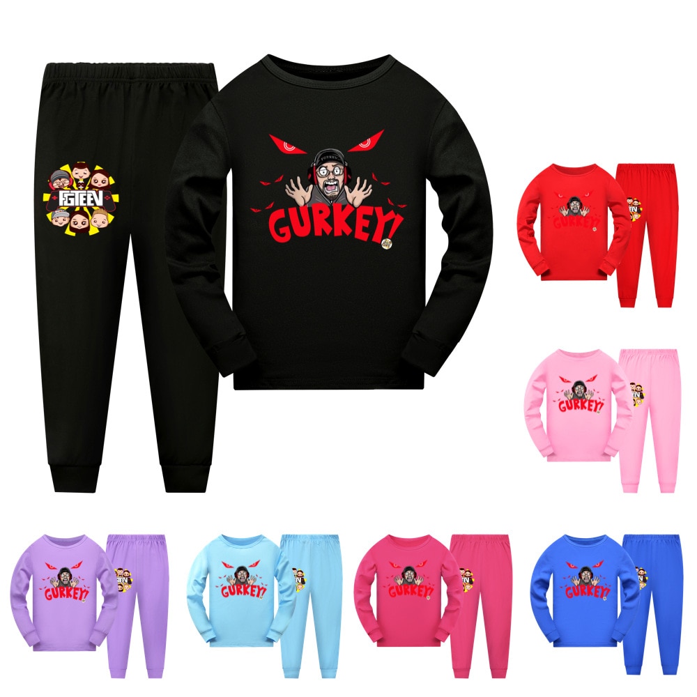 Girls Boys Spring Autumn Clothing Suits Baby Pajamas Fgteev Kids Sports T Shirt+Pants 2-piece Set Comfortable Outfits Pyjamas