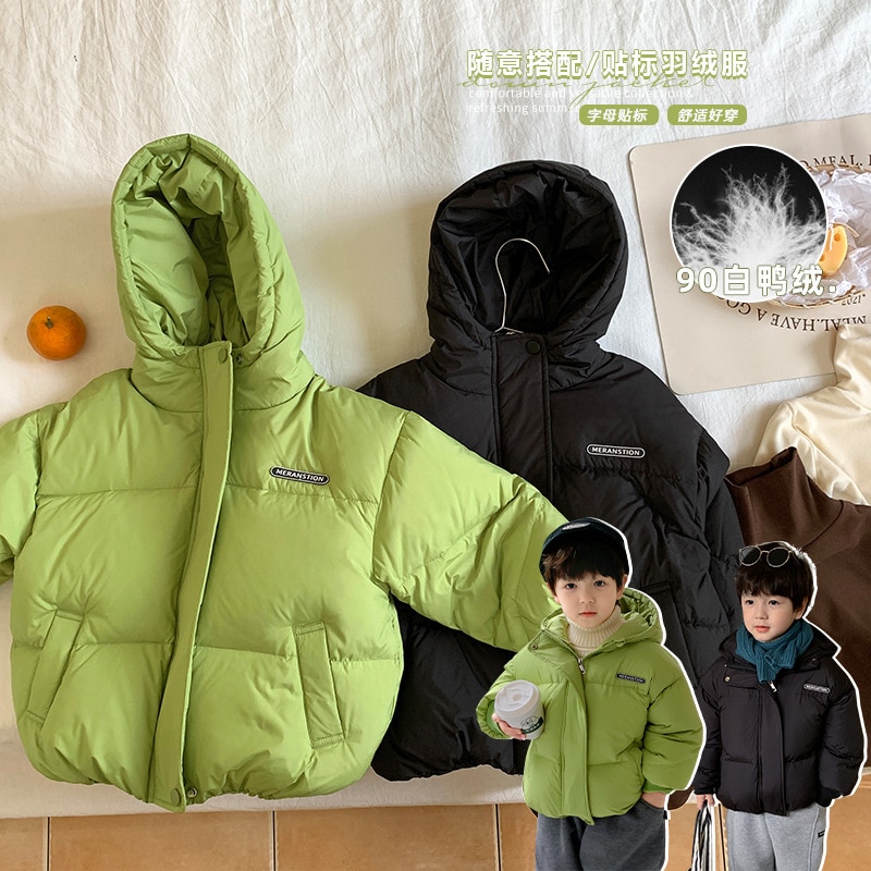 Children's Down Jacket 90% White Duck Down Plus Velvet Cotton Clothing Winter Warm Down Jacket Outdoor Thickened Hooded Jac