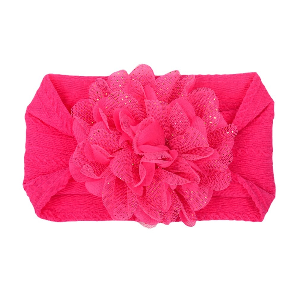 Children's Hair Accessories Mesh Snow Fabric Art Flower Jacquard Soft Baby Hair Band Baby Wide Side Stretch Headband