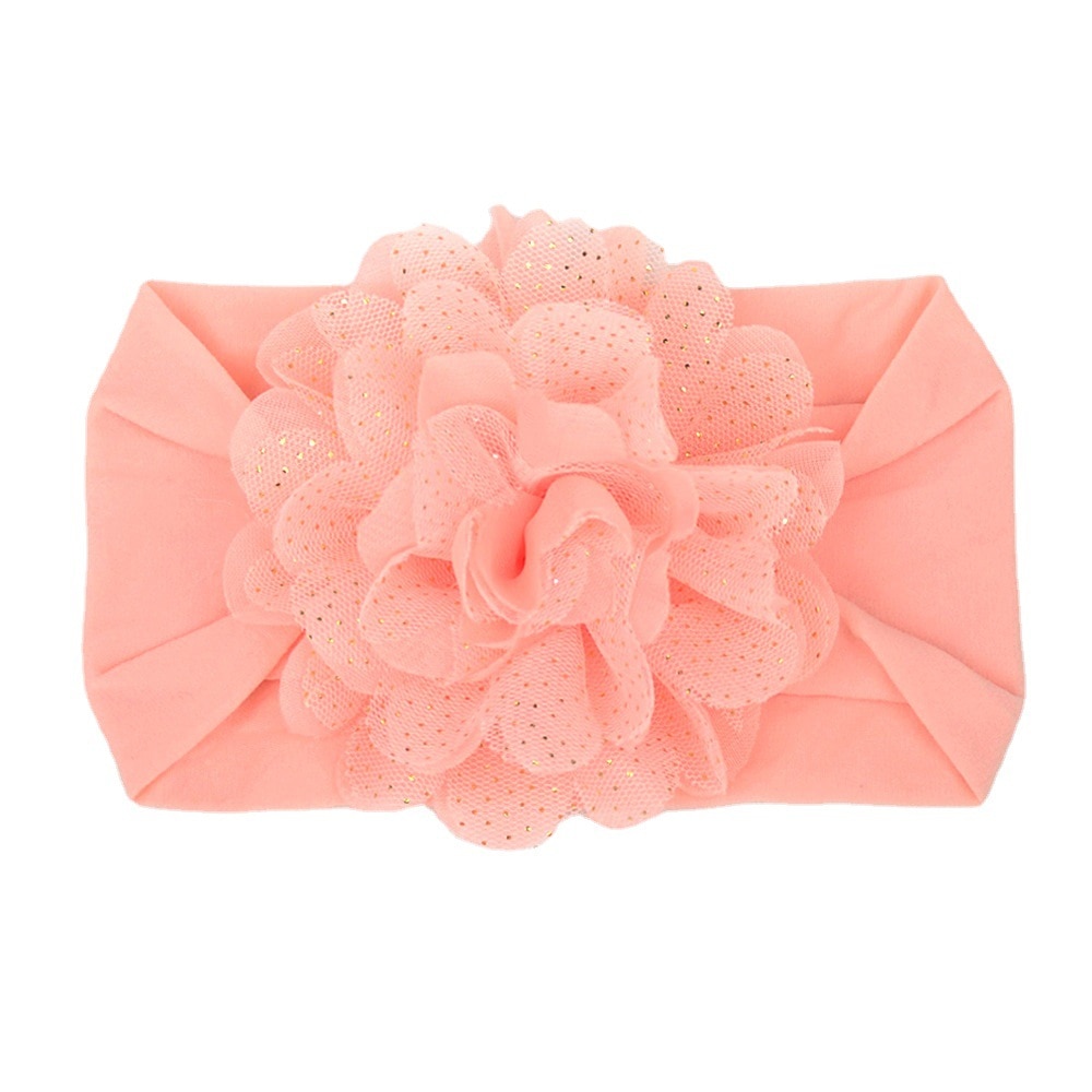 Children's Hair Accessories Solid Color Soft Nylon Baby Hair Band Mesh Snow Fabric Flower Baby Wide Edge Headband
