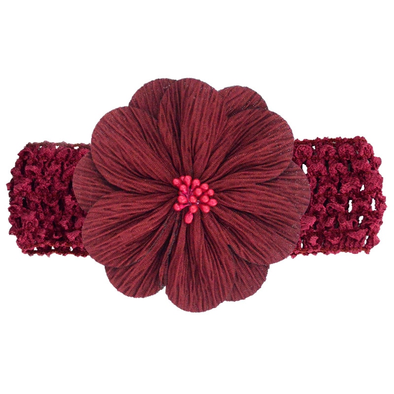 FBE CDG Children's Hair Accessories Bark Pattern Ruffled Fabric Flower Knitted Silk Crochet Hairband Baby Headband